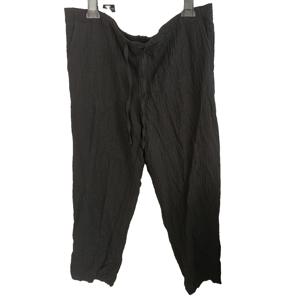 ExOfficio Pants Black Textured Crepe Lightweight Pull On 10 12 Waist 38 Ins 31